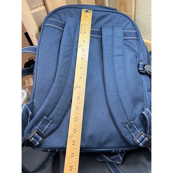 Four Person Navy Picnic Backpack W/ Cutlery Plates Napkins & Cutting Board Set - Picture 10 of 11